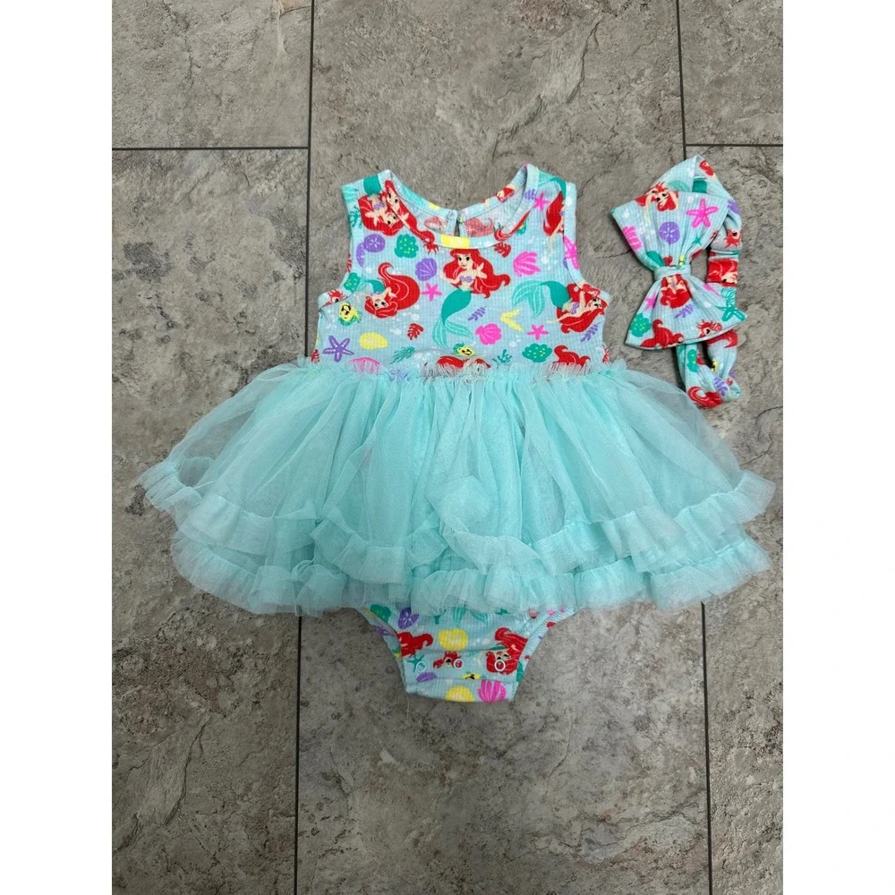 Disney Baby Little Mermaid Ariel Tutu Bodysuit and Headband Set 18M Aqua Green